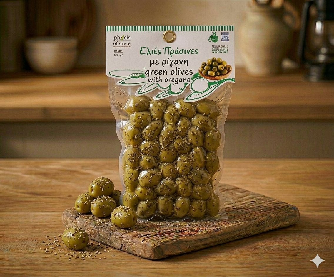 Zielone oliwki Chalkidiki z oregano 250g